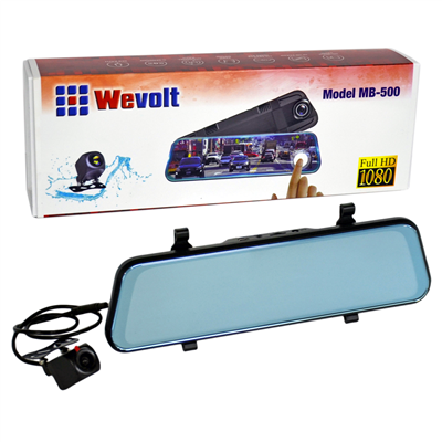 NYF MB-500 Wevolt DVR Kayıt Cihazı 10 inç 128 GB Dikiz Ayna Ekranlı Çift Kameralı