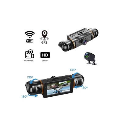 NYF MB-5900 Wevolt DVR Kayıt Cihazı Araç İçi 3 inç HD 1080P GPS+Wifi Dört Kameralı (128 GB Destekli)