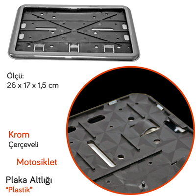 NYF Mefsa Plaka Altlığı Tak Kolay Motosiklet Krom (Tekli)