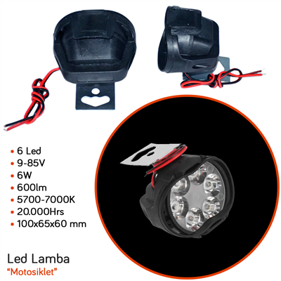 NYF Motosiklet Led Lamba 6 Led 9-85V 6W 100x65x60 mm L5