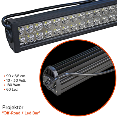 NYF Off Road Led Bar 10-30V 180W 80 cm 60 Led Beyaz 80x6,5x5 cm