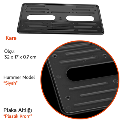 NYF URF1-083 Hummer Kare Plaka Altlığı Plastik Siyah (Tekli)