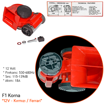 Oscar 12V F1 Korna Kırmızı OSN-0405