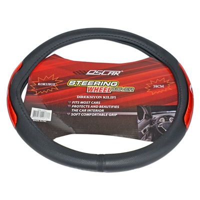 Oscar Geçmeli Direksiyon Kılıfı Fosforlu Siyah (Türk Bayrağı) 38 cm OSN-1350