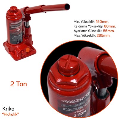 Oscar Hidrolik Kriko 2 Ton Şişe Tip OSN-0801