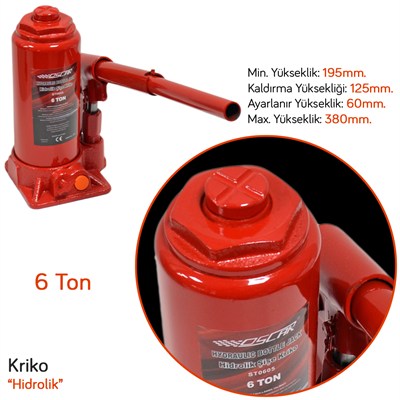 Oscar Hidrolik Kriko 6 Ton Şişe Tip OSN-0803