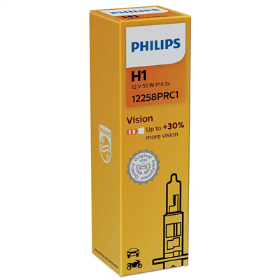 Philips 12V H1 55W Ampul + %30 Fazla Işık P14,5s Halogen 12258PRC1 (2 li)