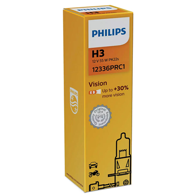 Philips 12V H3 55W Ampul + %30 Fazla Işık PK22s Halogen 12336PRC1 (2 li)