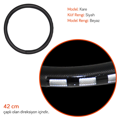 PMX Geçmeli Direksiyon Kılıfı Fosforlu Siyah (Beyaz) 42 cm TEQ-005BK/SL