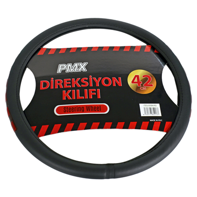 Pmx Geçmeli Direksiyon Kılıfı Fosforlu Siyah (Kırmızı) 42 cm TEQ-005BK/RD