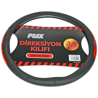Pmx Geçmeli Direksiyon Kılıfı Fosforlu Siyah (Türk Bayrağı) 40 cm TEQ-002BK/RD