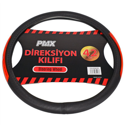 PMX Geçmeli Direksiyon Kılıfı Fosforlu Siyah (Türk Bayrağı) 42 cm TEQ-002BK/RD