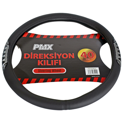 PMX Geçmeli Direksiyon Kılıfı Fosforlu Siyah (Beyaz) 40 cm TEQ-007BK/SL