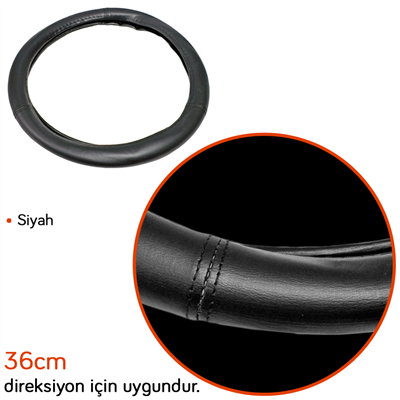 PMX Geçmeli Direksiyon Kılıfı Siyah 36 cm ED90