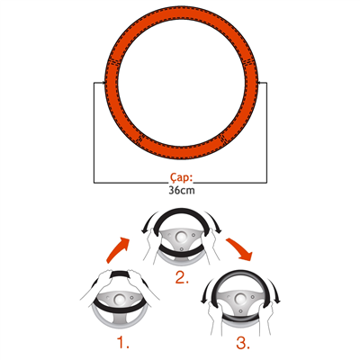 PMX Geçmeli Direksiyon Kılıfı Siyah 36 cm ED90