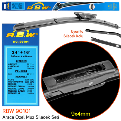 RBW 90101 Peugeot 301 2012- Ön Silecek Takımı