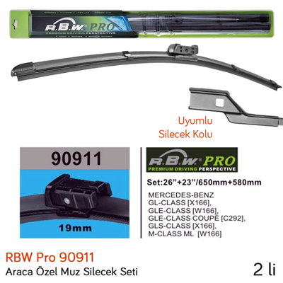 RBW 90911 Mercedes M Serisi ML (W166) 2011-2015 Ön Silecek Takımı