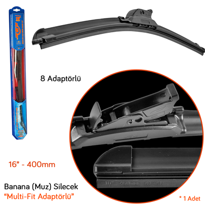 RBW 91116 Multi-Fit 8 Adaptörlü 16 inç / 400 mm Muz Silecek