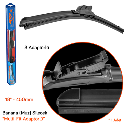 RBW 91118 Multi-Fit 8 Adaptörlü 18 inç / 450 mm Muz Silecek