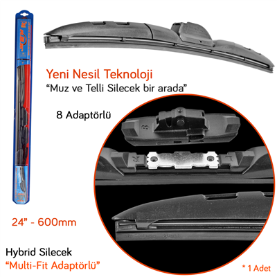 RBW 92824 Hybrid Multi-Fit 8 Adaptörlü 24 inç / 600 mm Silecek