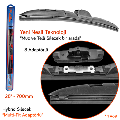 RBW 92828 Hybrid Multi-Fit 8 Adaptörlü 28 inç / 700 mm Silecek
