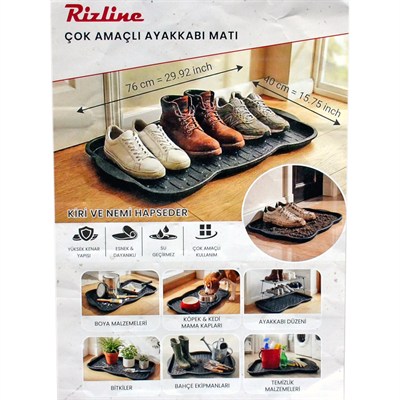 Rizline Ayakkabı Matı Çok Amaçlı Havuzlu 76 x 40 cm Siyah (2 li)
