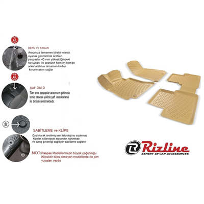 Rizline Honda CR-V 2007-2012 3D Havuzlu Paspas - BEJ