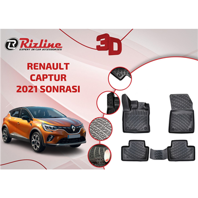 Rizline Renault Captur 2021+ 3D Havuzlu Paspas