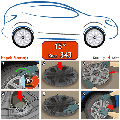 SJS 343 15 inç Jant Kapağı Gri SKS Üniversal