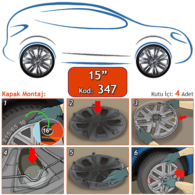 SJS 347 15 inç Jant Kapağı Gri SKS Üniversal