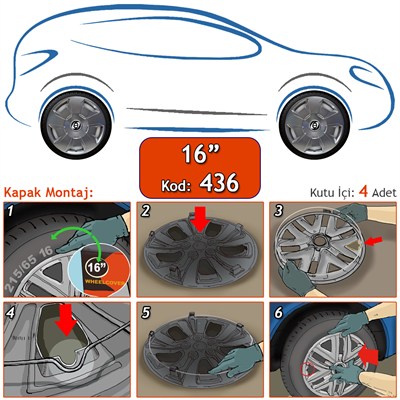 SJS 436 16 inç Jant Kapağı Gri SKS Üniversal