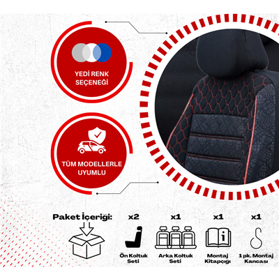 SMR Gof Serisi (GFBB) Oto Koltuk Kılıfı Bej-Beyaz