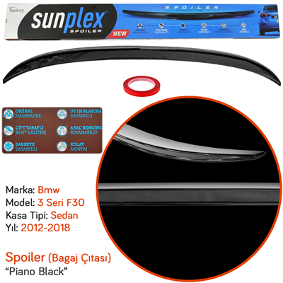 Sunplex Bmw 3 Serisi F30 2012-2018 /3 Serisi G20 Spoiler Bagaj Çıtası Piano Black