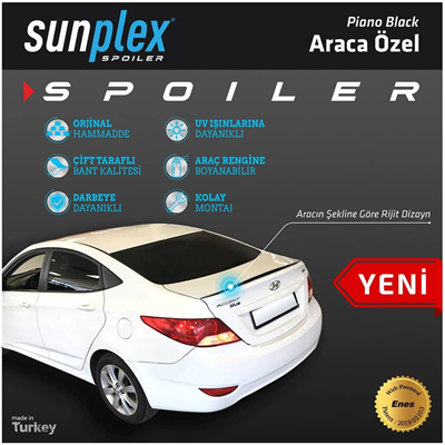 Sunplex Hyundai Accent Era 2006-2013 Spoiler Bagaj Çıtası Piano Black