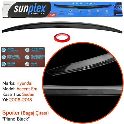 Sunplex Hyundai Accent Era 2006-2013 Spoiler Bagaj Çıtası Piano Black