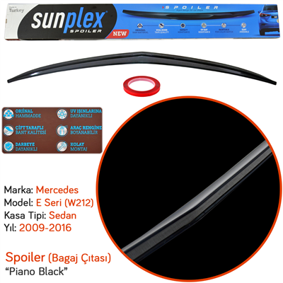 Sunplex Mercedes E Serisi W212 2009-2016 Spoiler Bagaj Çıtası Piano Black