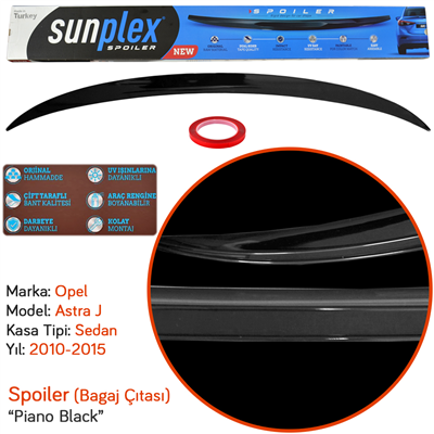 Sunplex Opel Astra J Sedan 2010-2015 Spoiler Bagaj Çıtası Piano Black