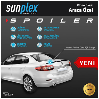 Sunplex Renault Symbol 2013+ /Logan 2013+/301/C-Elysee Spoiler Bagaj Çıtası Piano Black