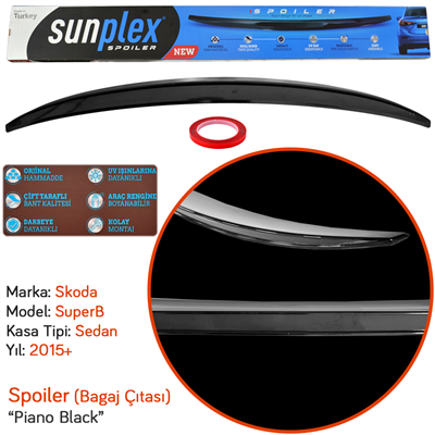 Sunplex Skoda Superb 2015-2019 Spoiler Bagaj Çıtası Piano Black