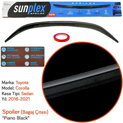 Sunplex Toyota Corolla 2018+ Spoiler Bagaj Çıtası Piano Black