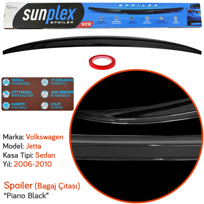 Sunplex Volkswagen Jetta 2006-2010 Spoiler Bagaj Çıtası Piano Black