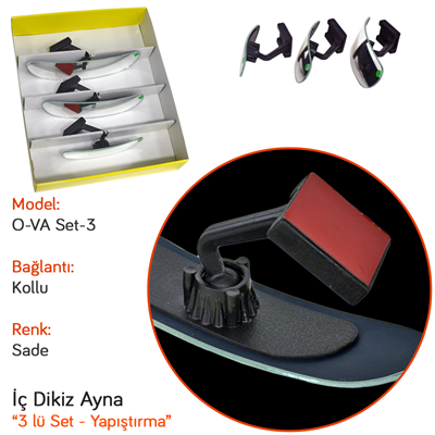 TakGör İç Dikiz Ayna 3 lü O-VA Kollu Set-3 E Sade 558.050E