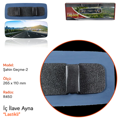 TakGör İç Dikiz Ayna Şahin Geçme-2 R450 Lastikli 265x110 mm 556.040