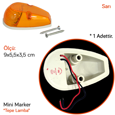 TAS 12V Mini Marker Tepe Lamba Sarı 9x5,5 cm TAS.021S-12 (2 li)