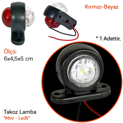 TAS Mini Takoz Yuvarlak Lamba Ledli Kırmızı-Beyaz 6x4,5 cm BL013KB (2 li)