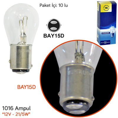 TAS Süperlight 12V 1016 Ampul 21/5W BAY15D SL3117 (10 lu)