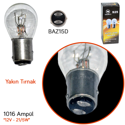 TAS Süperlight 12V 1016 Ampul 21/5W Yakın Tırnak BAZ15D S25 7225 SL3123 (10 lu)