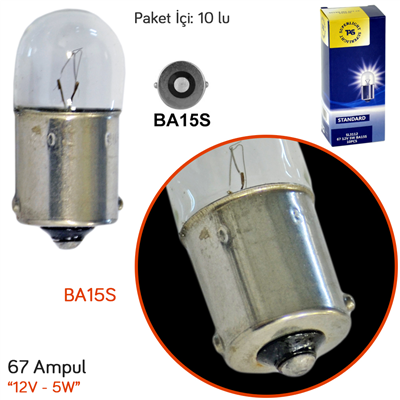 TAS Süperlight 12V 67 Ampul 5W BA15S SL3112 (10 lu)