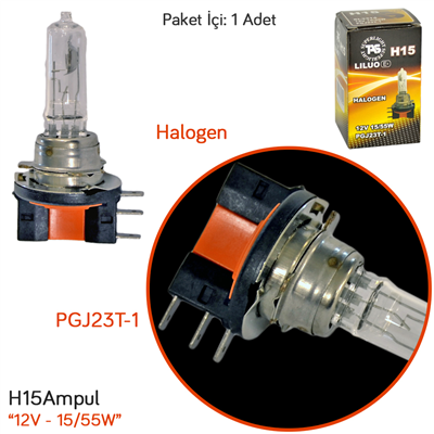 TAS Süperlight 12V H15 Ampul Halogen 15/55W PGJ23T-1 SL3314 (2 li)