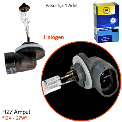TAS Süperlight 12V H27 (881) Ampul Halogen 27W SL3315 (10 lu)